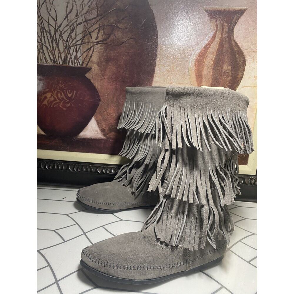 Minnetonka Womens Size 10 Boots Gray Suede Leather 1631T - Picture 6 of 9